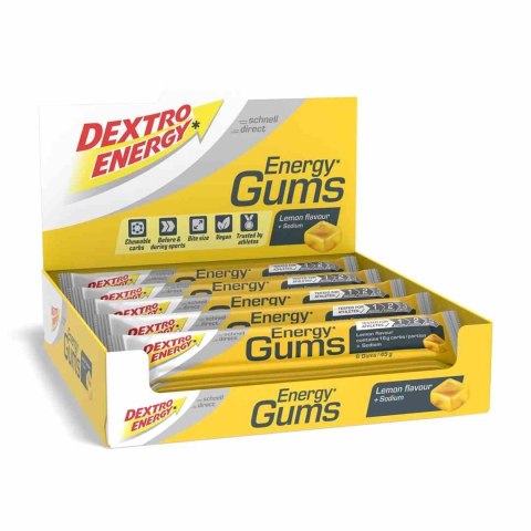 Dextro Energy Energy Gum Lemon + Sodium gumy energetyczne o smaku cytrynowym z sodem 45g Dextro Energy Energy Gum Lemon + Sodium gumy energetyczne o smaku cytrynowym z sodem 45g