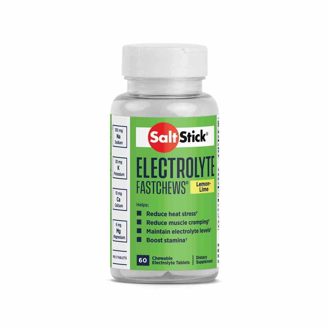 SaltStick Electrylote FastChews Lemon Lime pastylki do ssania z elektrolitami o smaku cytrynowo-limonkowym butelka 60 szt.