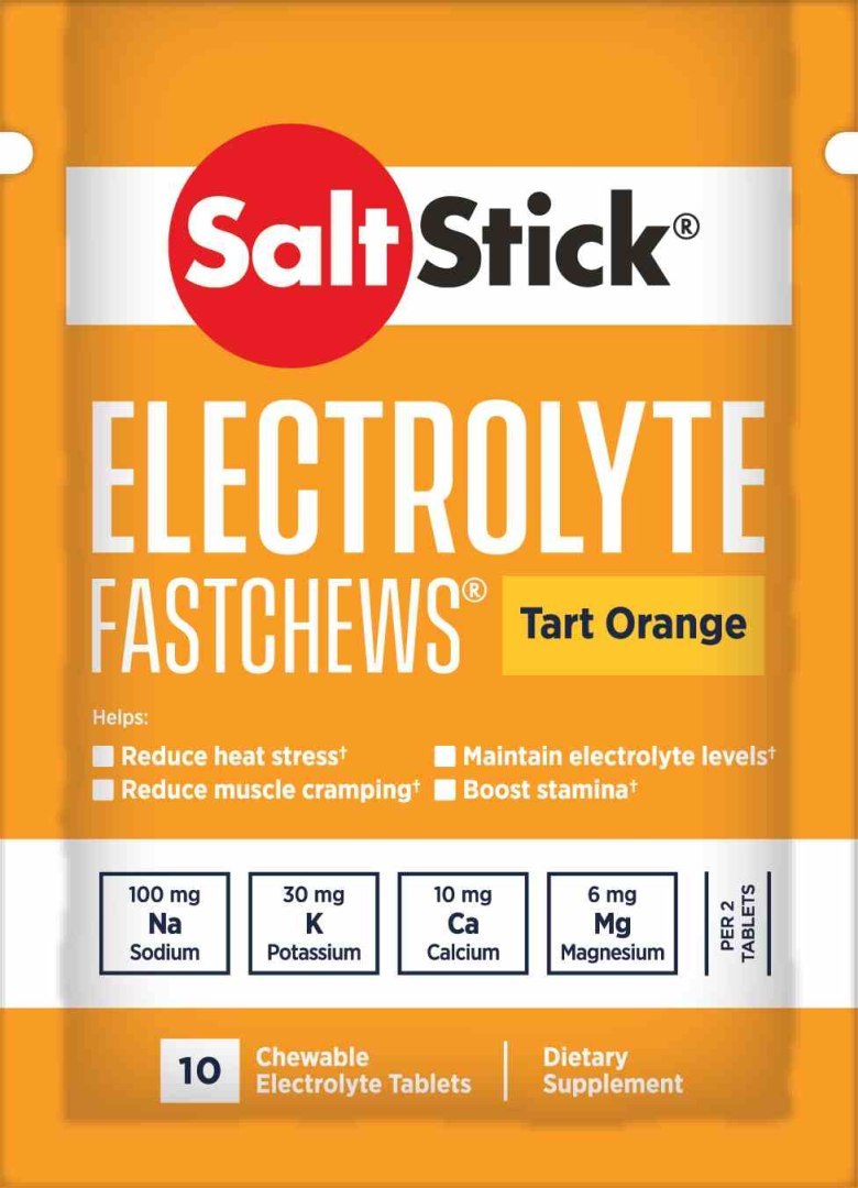 SaltStick Electrylote FastChews Tart Orange pastylki z elektrolitami o smaku pomarańczowym saszetka 10 szt.