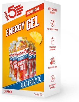 High5 Energy Gel Electrolyte Tropical x5 zestaw 5 żeli energetyczny z elektrolitami o smaku tropikalnym 60 g