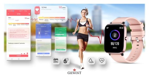 Smartwatch Giewont Dynamic SmartCall GW230-1 - Rose Gold/Powder Pink Smartwatch Giewont Dynamic SmartCall GW230-1 - Rose Gold/Powder Pink