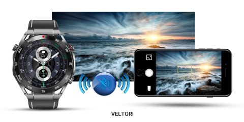 Smartwatch Veltori VT100-1 + Czarny Pasek Silikonowy + Czarny Eko Skóra Smartwatch Veltori VT100-1 + Czarny Pasek Silikonowy + Czarny Eko Skóra
