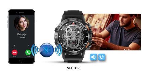 Smartwatch Veltori VT120-1 Czarny Pasek Silikonowy Smartwatch Veltori VT120-1 Czarny Pasek Silikonowy