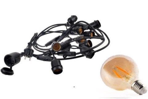 Girlanda ogrodowa świetlna na balkon łańcuch 20m 40pkt 40szt 4W G80 E27 2300K barwa bursztynowa