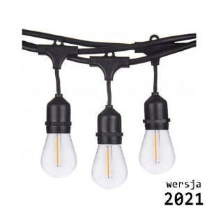 Girlanda ogrodowa żarówkowa 10m 10pkt+10szt żarówka Edison LED 1W ST45 E27 2800K