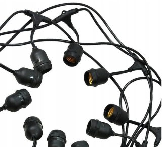 Girlanda ogrodowa żarówkowa łańcuch 20m 20pkt oprawa do żarówek E27