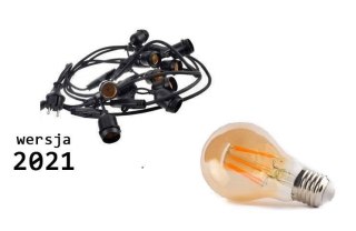 Girlanda świetlna LED 10m z żarówkami LED filament 10szt 6W A60 E27 2300K - zestaw