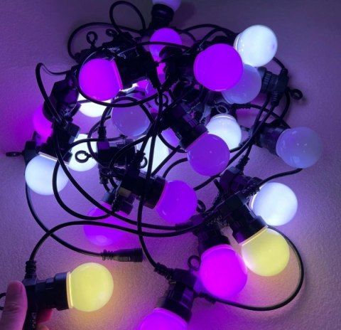 Girlanda świetlna łańcuch RGBW 12W 10m 20 żarówek G50 sterowalna