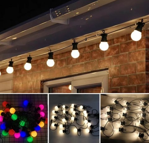 Girlanda świetlna łańcuch RGBW 12W 10m 20 żarówek G50 sterowalna