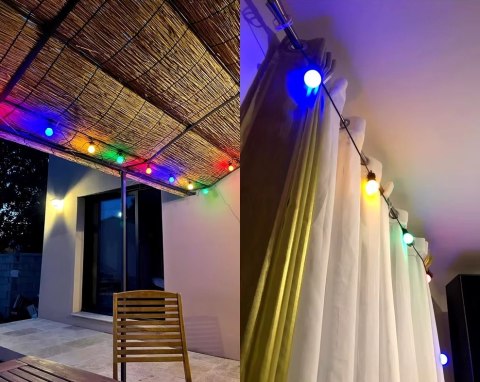 Girlanda świetlna łańcuch RGBW 12W 10m 20 żarówek G50 sterowalna