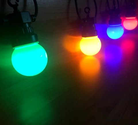 Girlanda świetlna łańcuch RGBW 12W 10m 20 żarówek G50 sterowalna