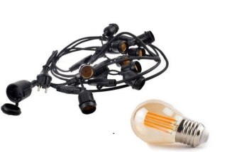 Girlanda świetlna ogrodowa łańcuch led 20 metrów 40pkt 40szt żarówki retro 4W 2300K barwa bursztynowa