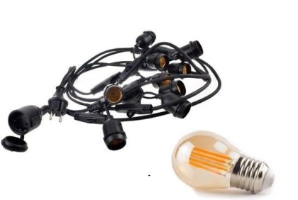 Girlanda świetlna ogrodowa łańcuch led 20 metrów 40pkt 40szt żarówki retro 4W 2300K barwa bursztynowa