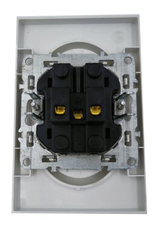 Gniazdo elektryczne kontakt podwójne białe ramka z uziemieniem