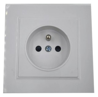 Gniazdo elektryczne kontakt pojedynczy biały ramka z uziemieniem
