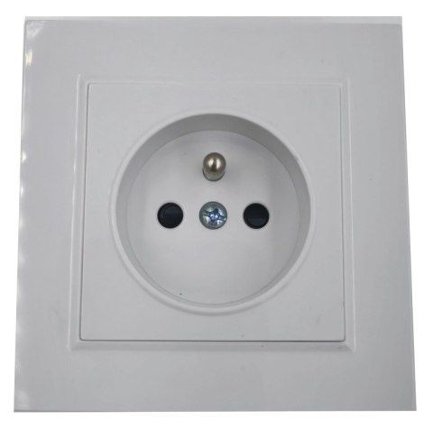 Gniazdo elektryczne kontakt pojedynczy biały ramka z uziemieniem