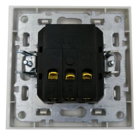 Gniazdo elektryczne kontakt pojedynczy biały ramka z uziemieniem