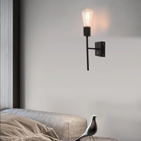 Kinkiet Ścienny LED E27 Czarny Loft Metalowy z USB Bezprzewodowy