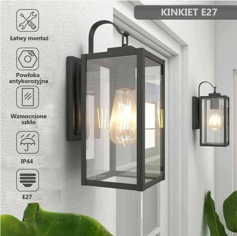 Lampa Elewacyjna Kinkiet Ogrodowy E27 LED Latarnia na Filament
