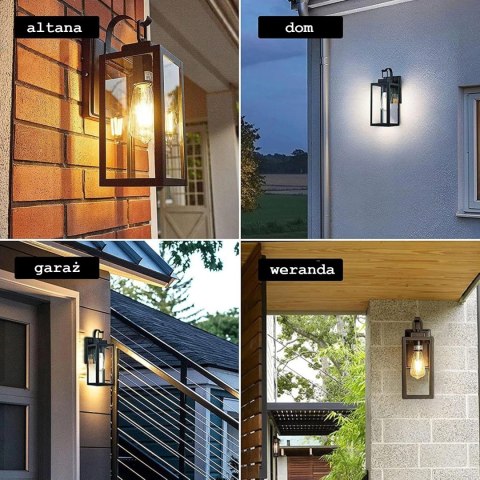 Lampa Elewacyjna Kinkiet Ogrodowy E27 LED Latarnia na Filament