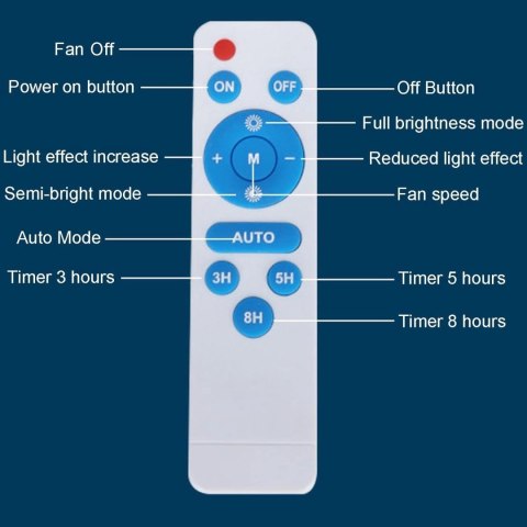 Lampa LED wentylator przenośny z pilotem z regulacją jasności światła USB