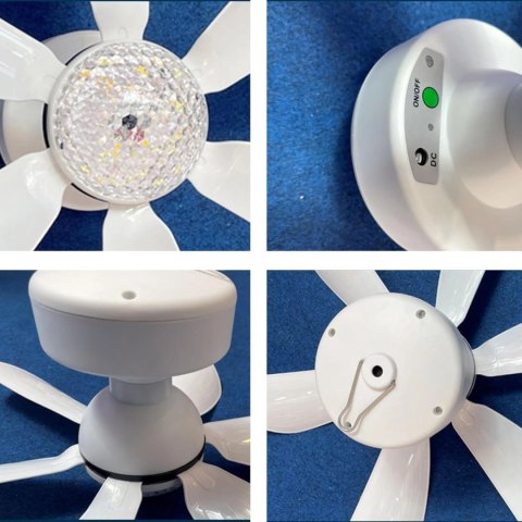 Lampa LED wentylator przenośny z pilotem z regulacją jasności światła USB