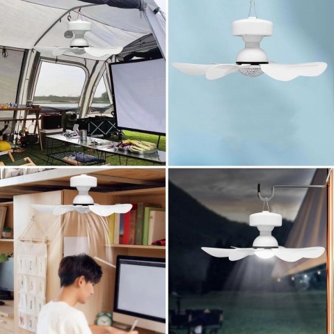 Lampa LED wentylator przenośny z pilotem z regulacją jasności światła USB