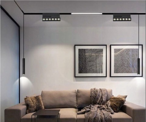 Lampa magnetyczna LED 20W 4000K szynowa liniowa czarna 48V neutralna barwa