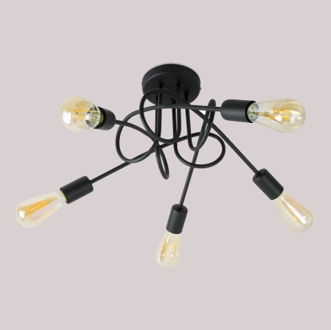 Lampa sufitowa LED czarna źyrandol wiszący 5xE27