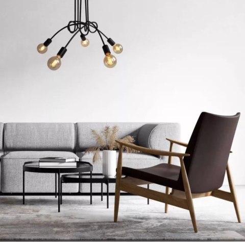 Lampa sufitowa LED czarna źyrandol wiszący 5xE27