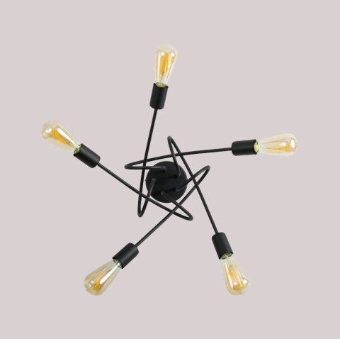 Lampa sufitowa LED czarna źyrandol wiszący 5xE27