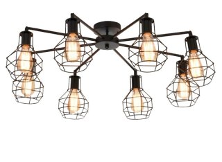 Lampa sufitowa LED czarna źyrandol wiszący 8xE27