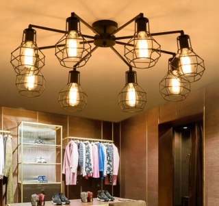 Lampa sufitowa LED czarna źyrandol wiszący 8xE27