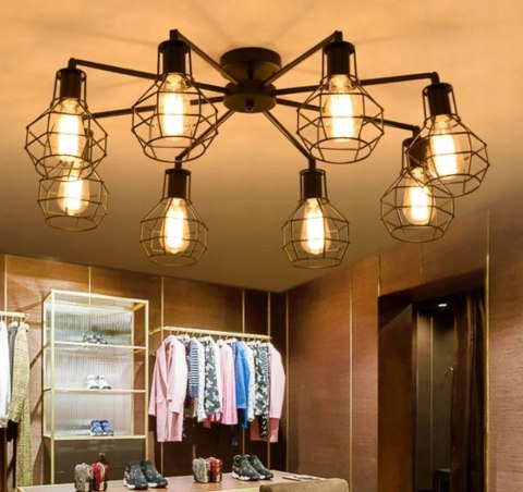 Lampa sufitowa LED czarna źyrandol wiszący 8xE27