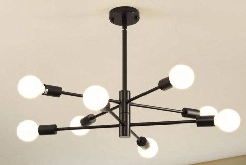 Lampa sufitowa LED wisząca czarna nowoczesna 8xE27