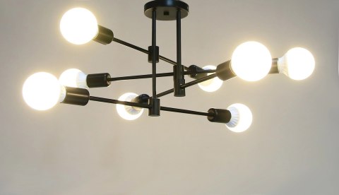 Lampa sufitowa LED wisząca czarna nowoczesna 8xE27