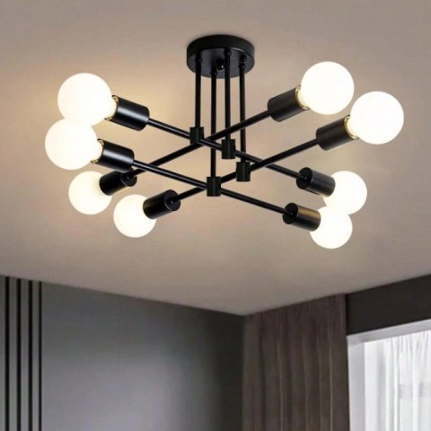 Lampa sufitowa LED wisząca czarna nowoczesna 8xE27