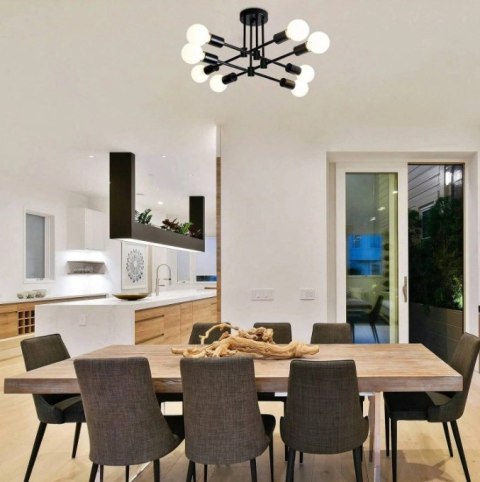 Lampa sufitowa LED wisząca czarna nowoczesna 8xE27