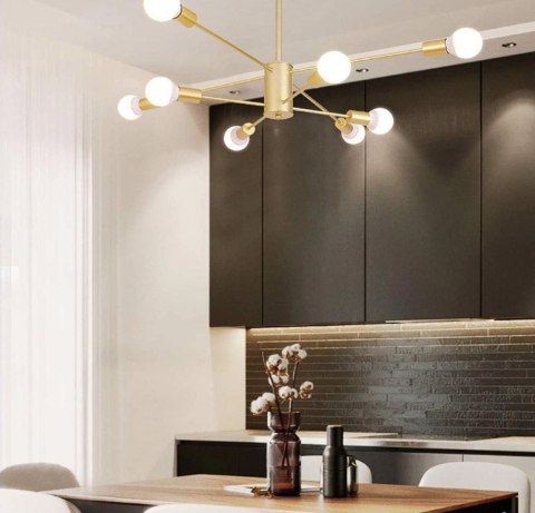 Lampa sufitowa LED wisząca złota nowoczesna 8xE27