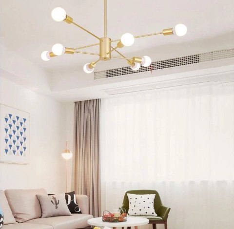 Lampa sufitowa LED wisząca złota nowoczesna 8xE27