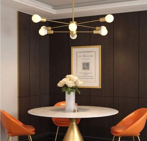 Lampa sufitowa LED wisząca złota nowoczesna 8xE27