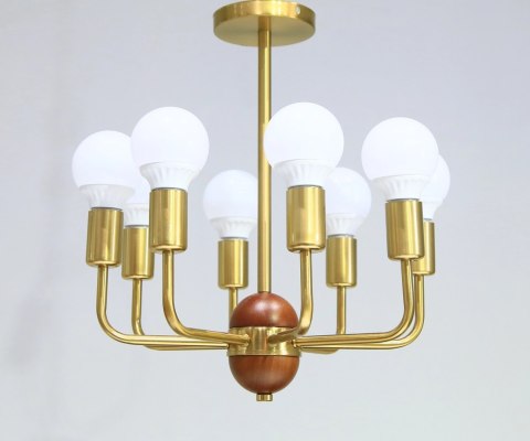 Lampa sufitowa LED wisząca złota nowoczesna 8xE27