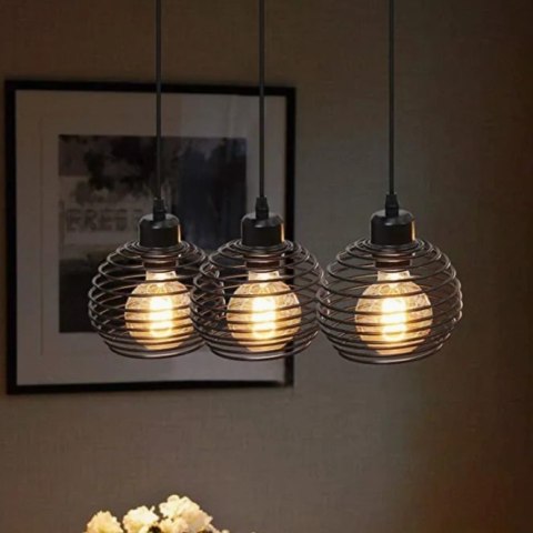 Lampa sufitowa wisząca czarna loft stołowa 3xE27