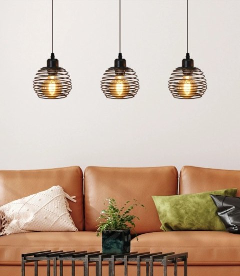 Lampa sufitowa wisząca czarna loft stołowa 3xE27