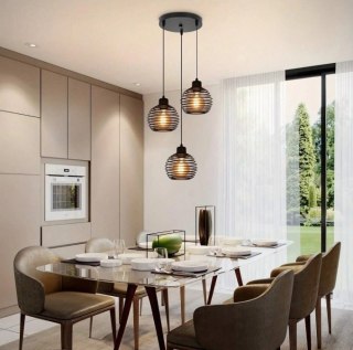 Lampa sufitowa wisząca czarna loft stołowa 3xE27