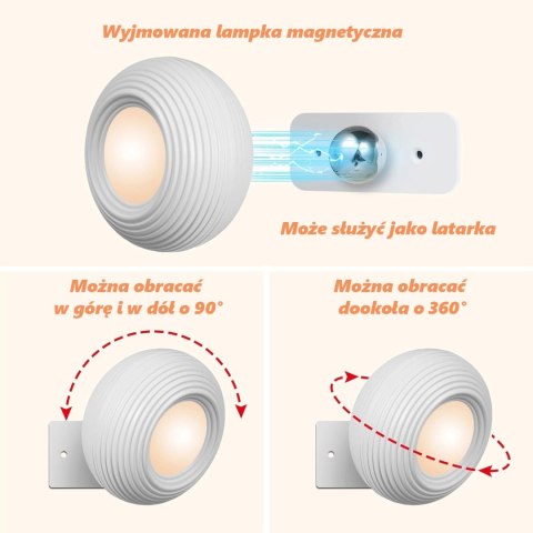 Lampka LED biurkowa kinkiet magnetyczna bezprzewodowa 3w1 biała 10W USB