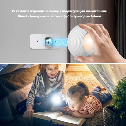 Lampka LED biurkowa kinkiet magnetyczna bezprzewodowa 3w1 biała 10W USB