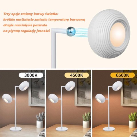 Lampka LED biurkowa kinkiet magnetyczna bezprzewodowa 3w1 biała 10W USB