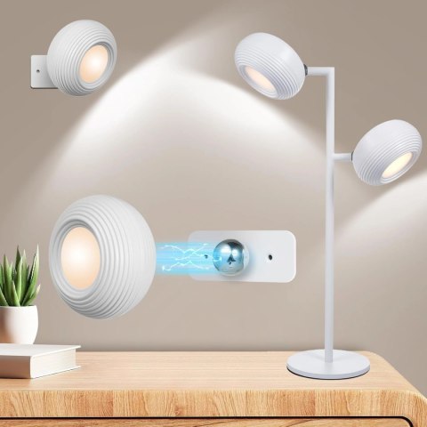 Lampka LED biurkowa kinkiet magnetyczna bezprzewodowa 3w1 biała 10W USB