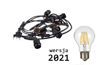 Lampki ogrodowe girlanda żarówkowa 10 m + 10 szt żarówek LED 8W A60 E27 2700K